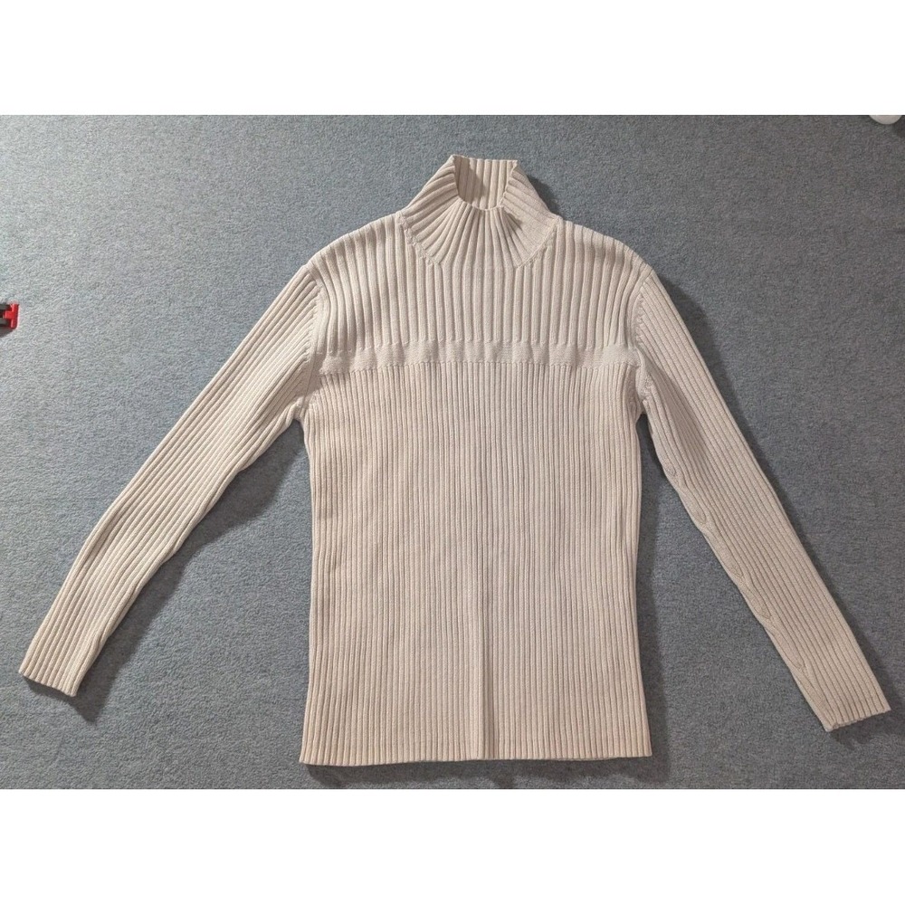 Aeropostale Ribbed Turtleneck Sweater Womens Large Cream Long Sleeve